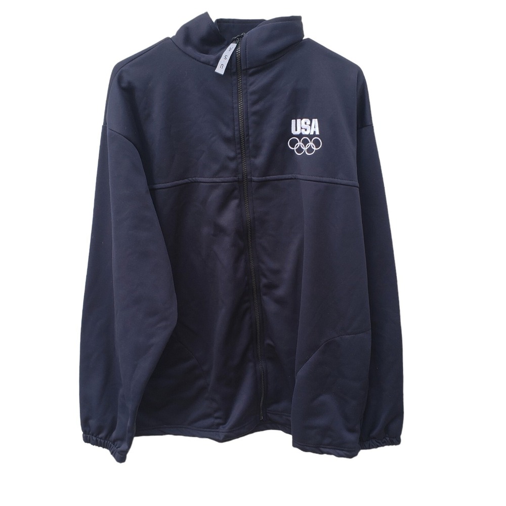 United States Olympic Committee Team (USA) Black Track Jacket Full Zip Sz XL